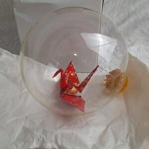 Studio 7 Origami Red Crane Glass Ornament